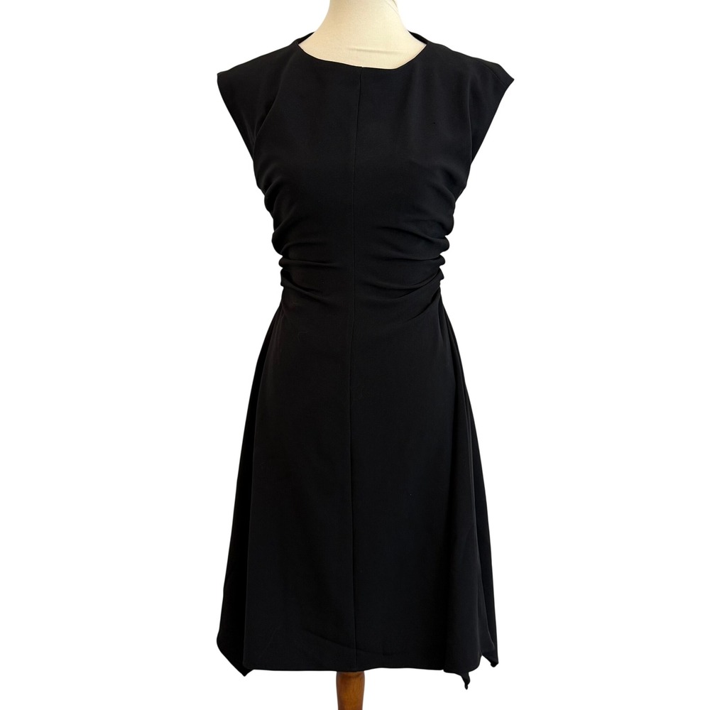 Julia Jordan Black Cap Sleeve Ruched Sheath Dress Size 2 Classic Office‎ Career